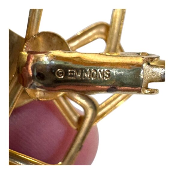 Vtg Emmons Gold-Tone Clip-On Earrings Abstract Squares Modernist Shooting Star - Picture 3 of 7